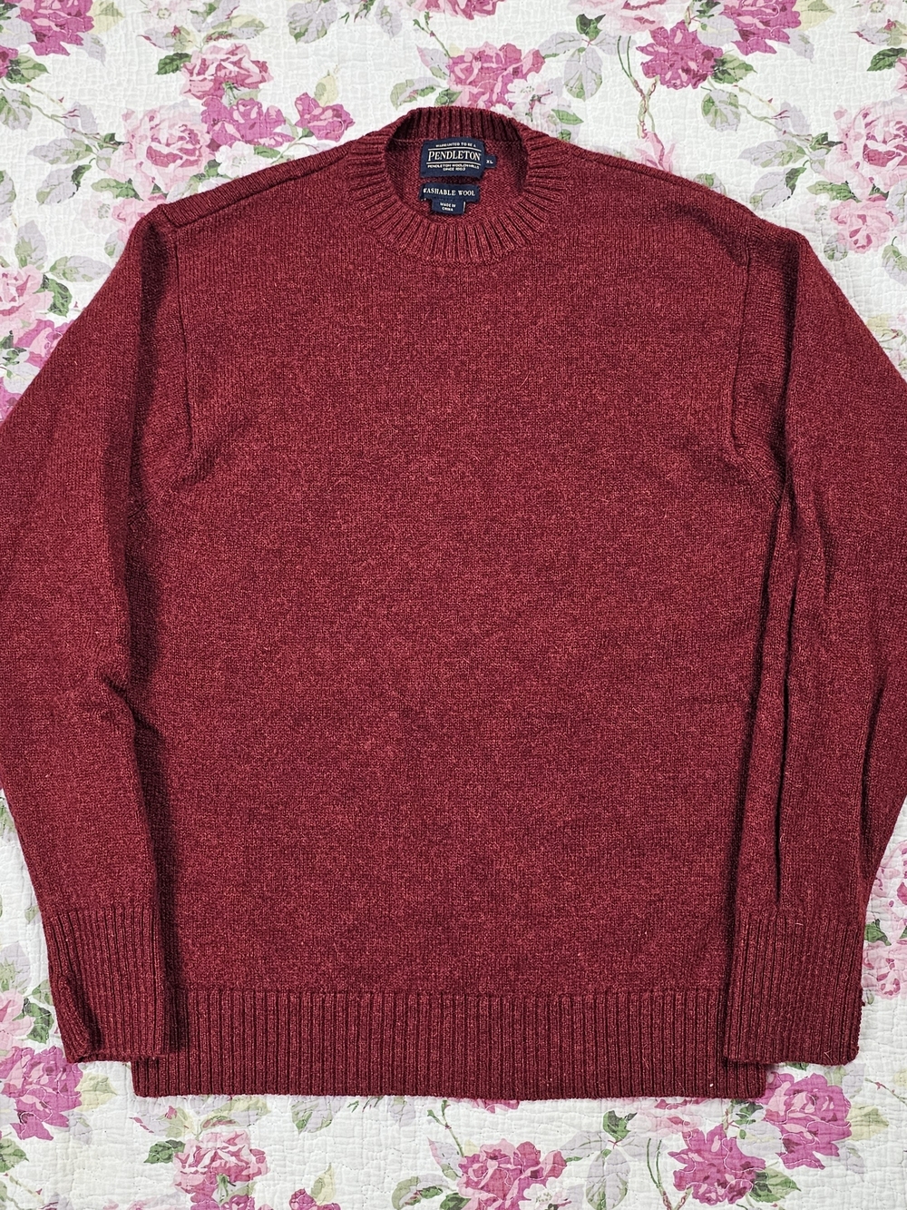 Pendleton Shetland Washable Wool Burgundy Crewneck Sweater
